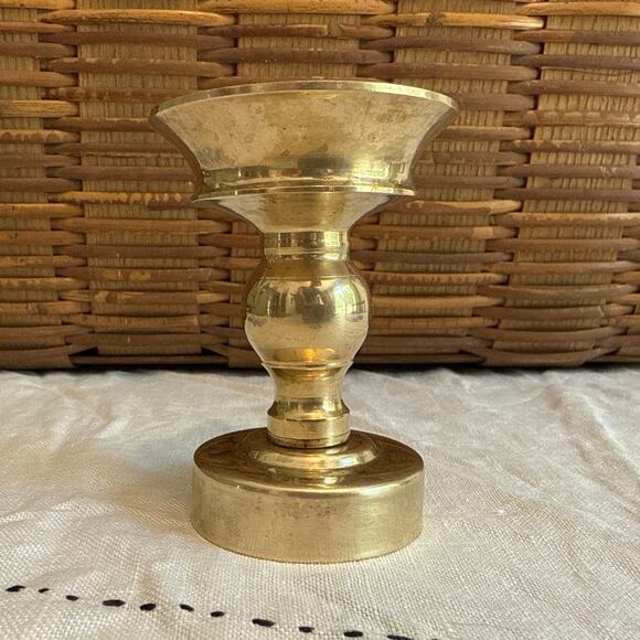 Vintage Gold Tone Metal Candle Holder Home Decor Accent - Picture 1 of 10